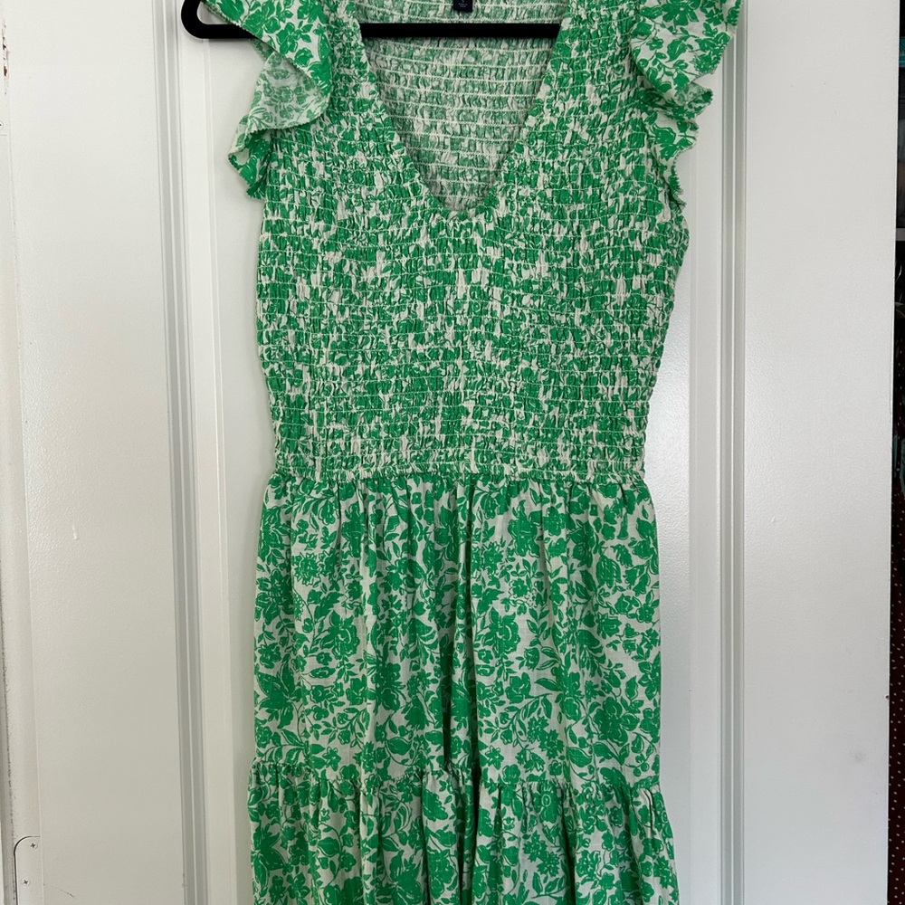 Women's Ruffle Short Sleeve Smocked Mini
Dress - Universal Thread Green - small